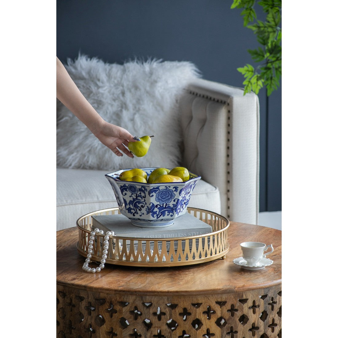 Provincial Blue and White Centerpiece Bowl