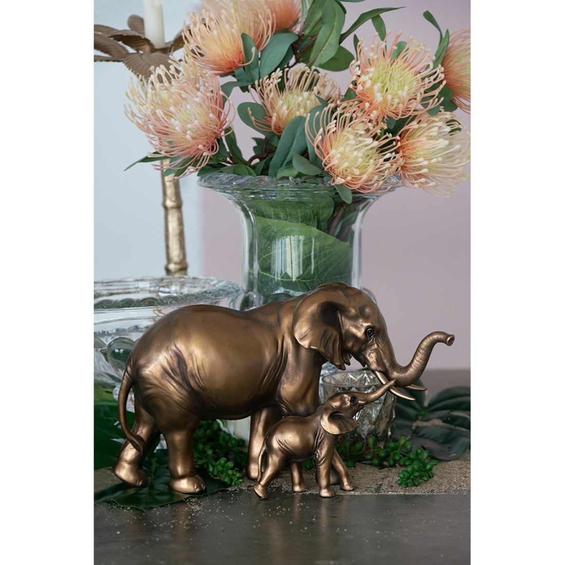 Elephant Mother & Child Statue