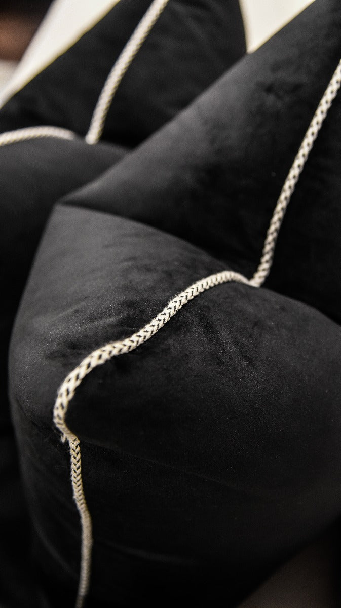 Onyx Velvet Cushion with Piping