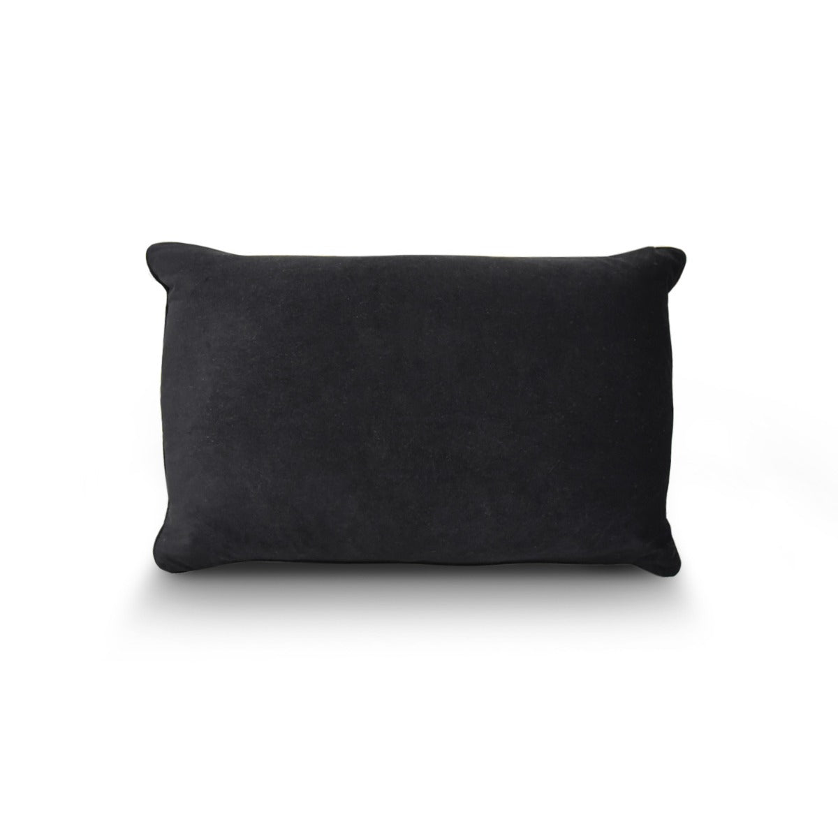 Onyx Velvet Cushion with White Piping