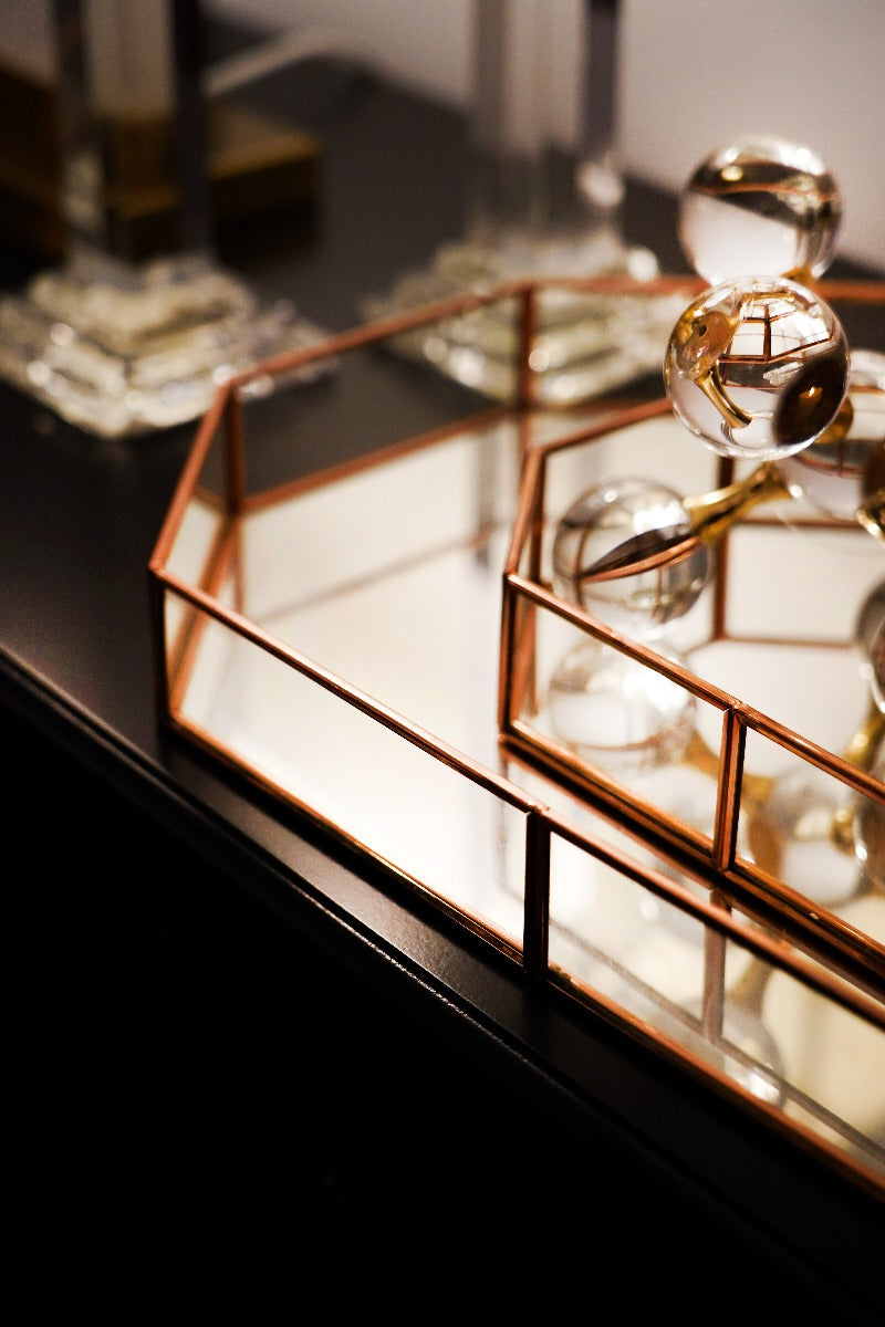 Callisto Rose Gold Glass Tray