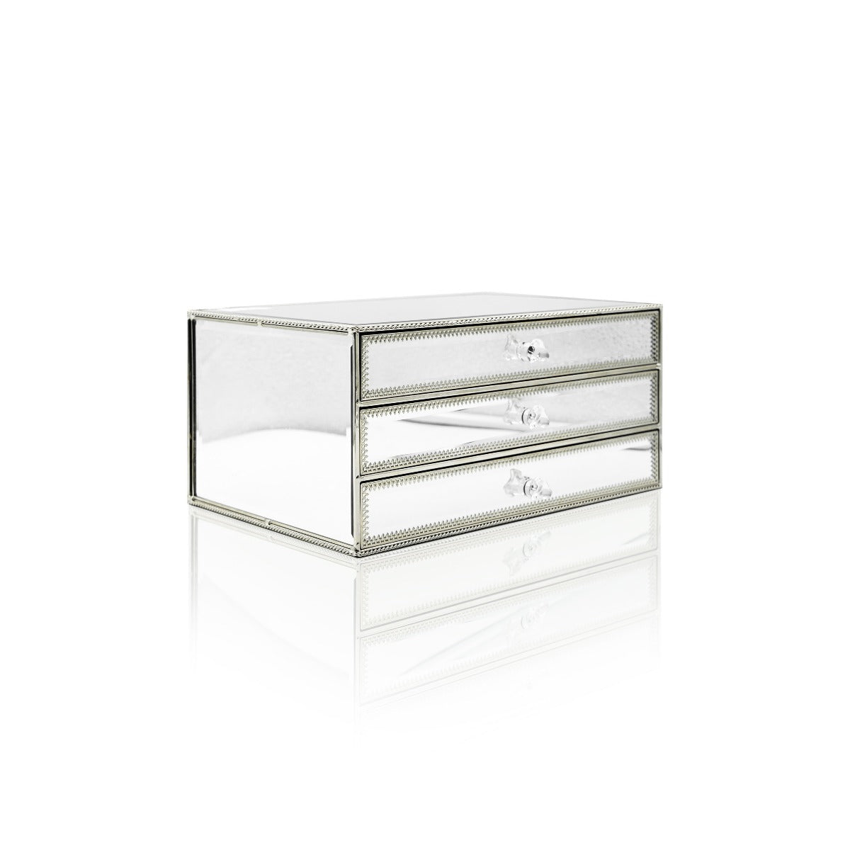 Athena Silver Mirror Triple Jewellery Box