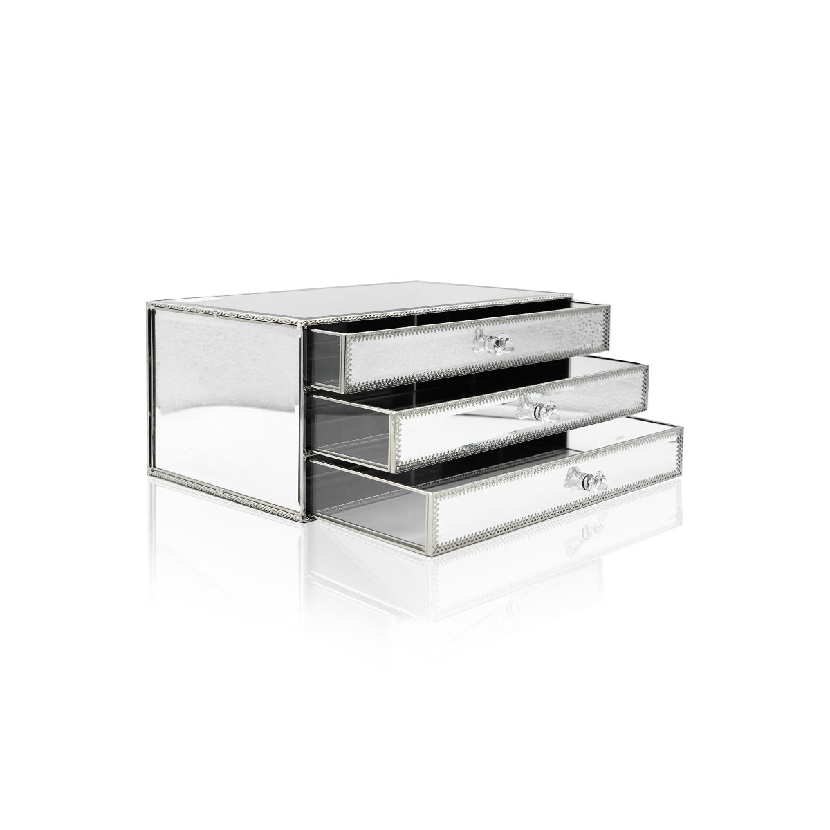 Athena Silver Mirror Triple Jewellery Box
