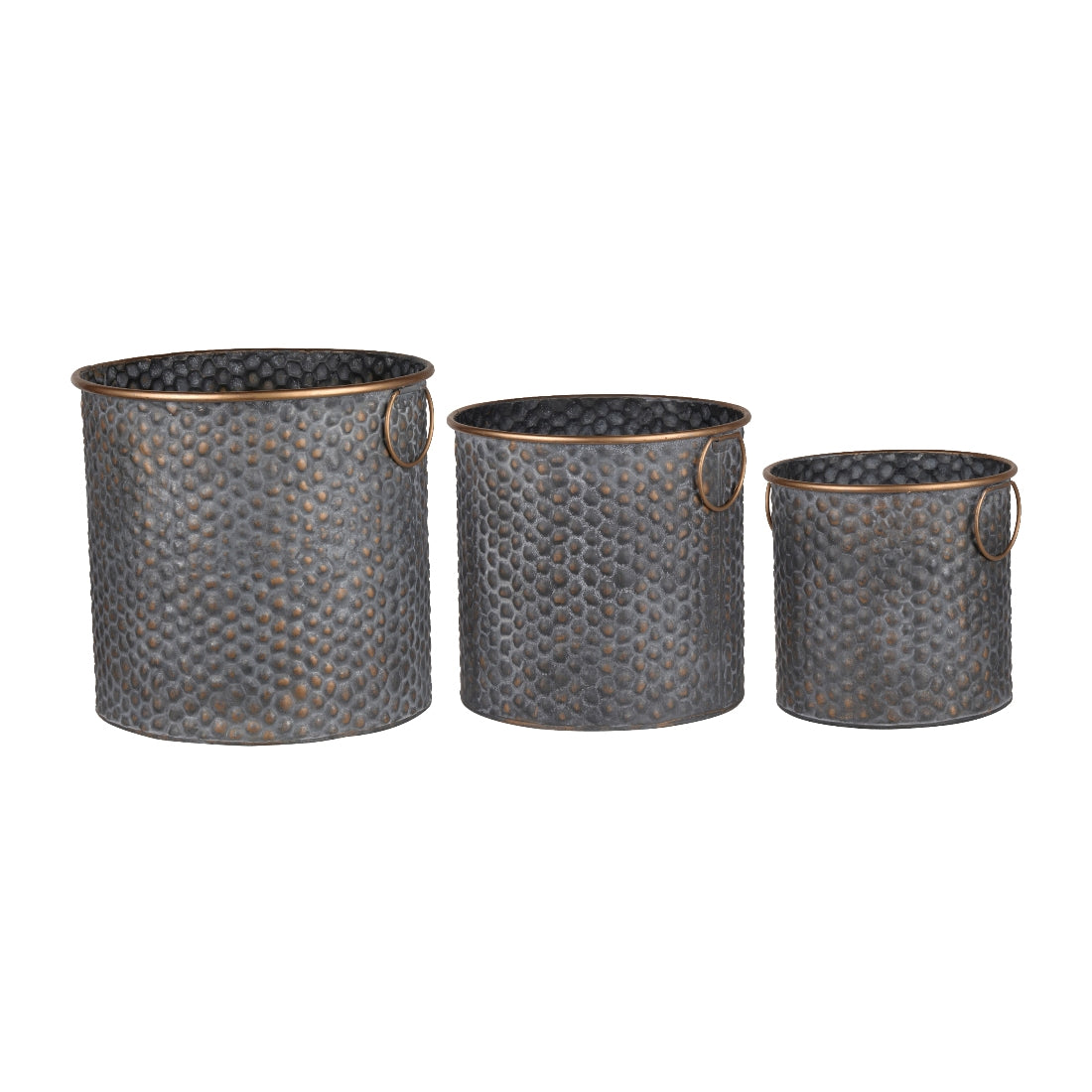 Copper Band Set of 3 Seneca Metal Planters