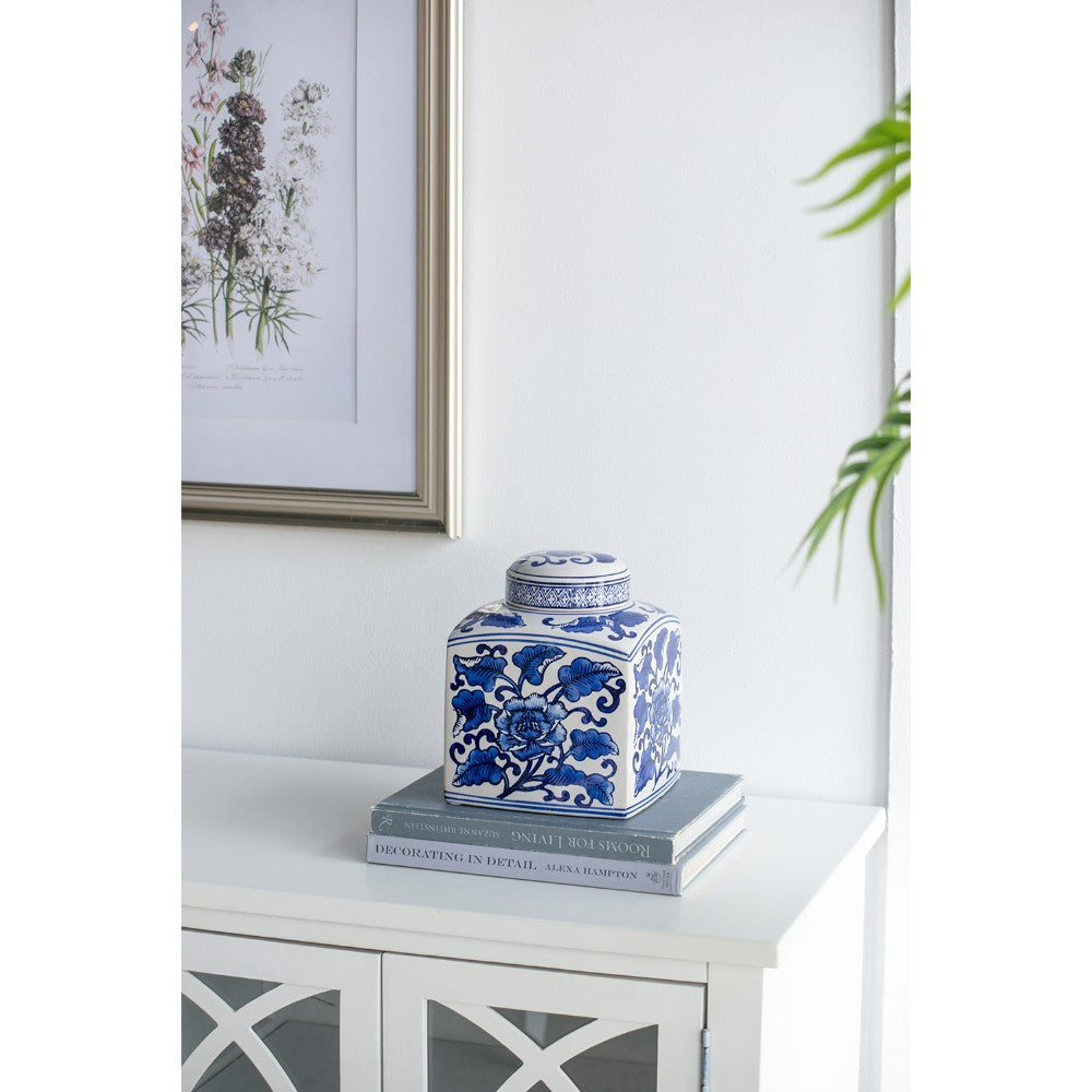 Blue/White Painted Canister