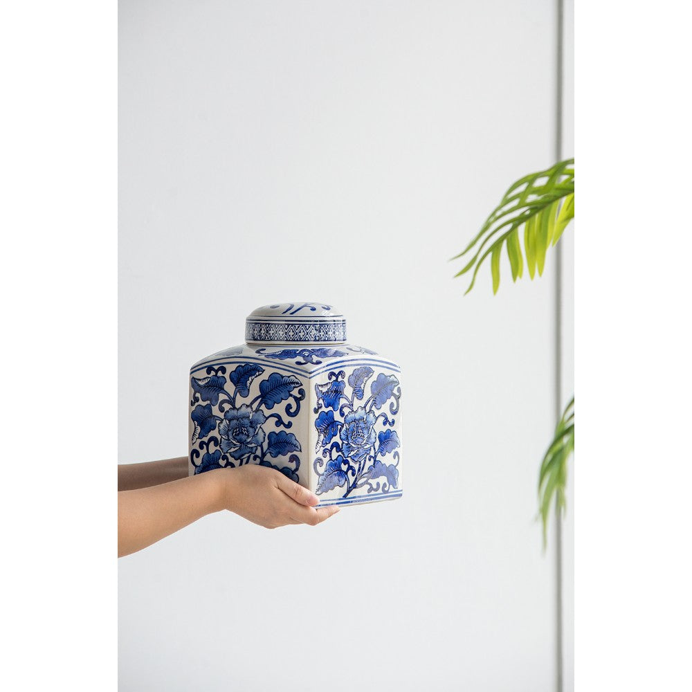Blue/White Painted Canister
