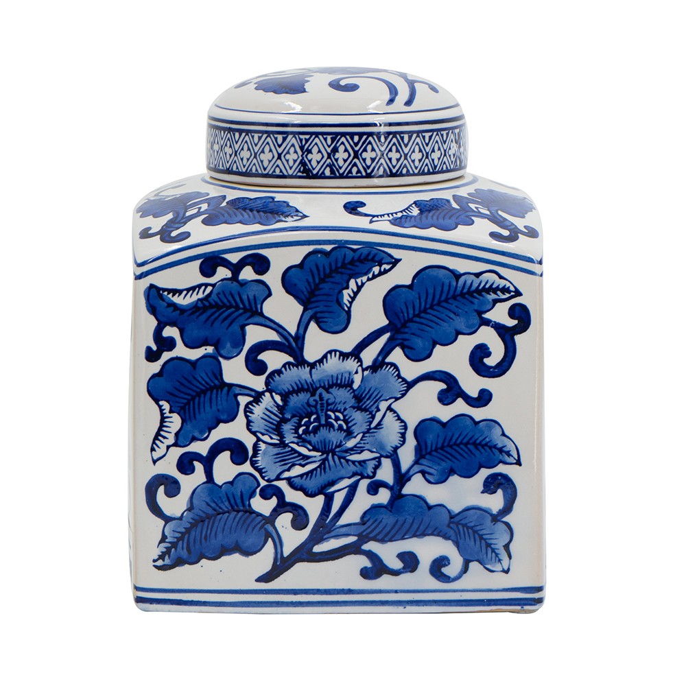 Blue/White Painted Canister