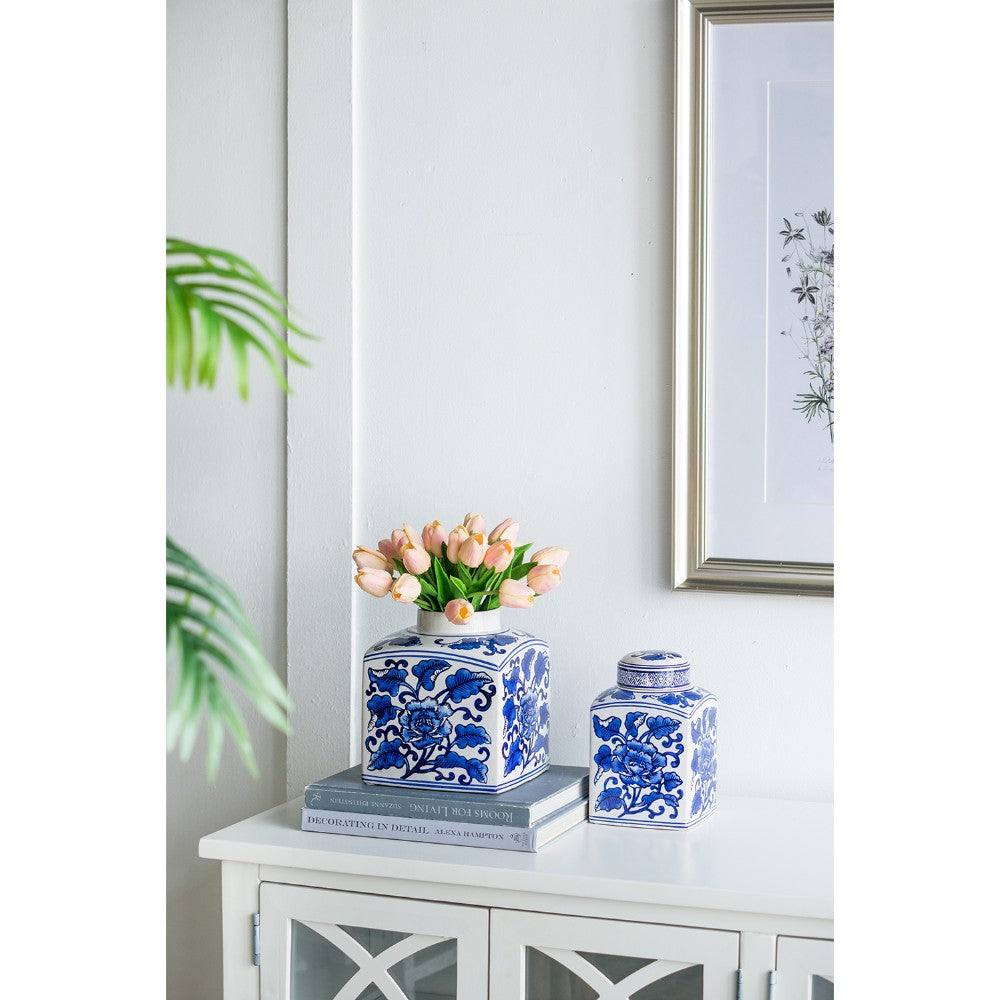Blue/White Painted Canister