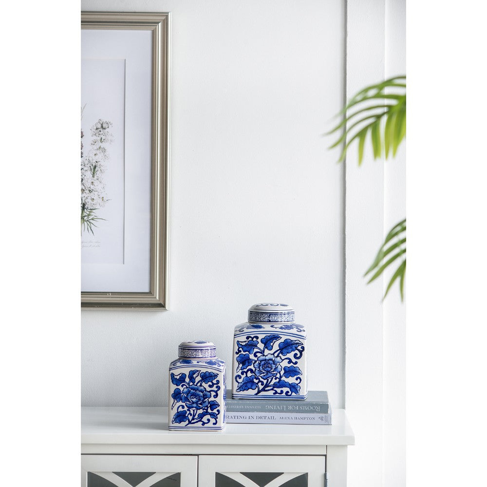 Blue/White Painted Canister