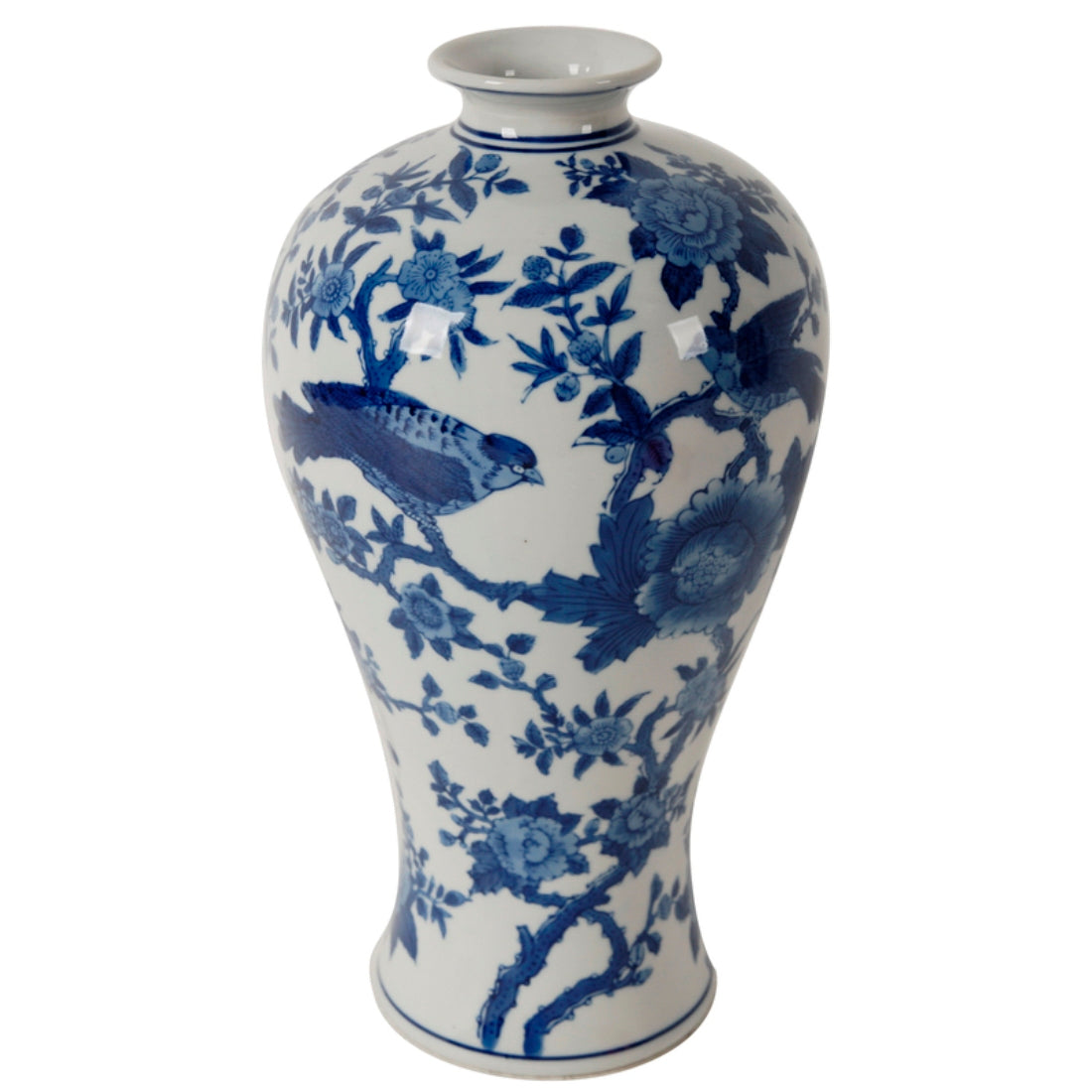Ren Blue and White Bird Vase