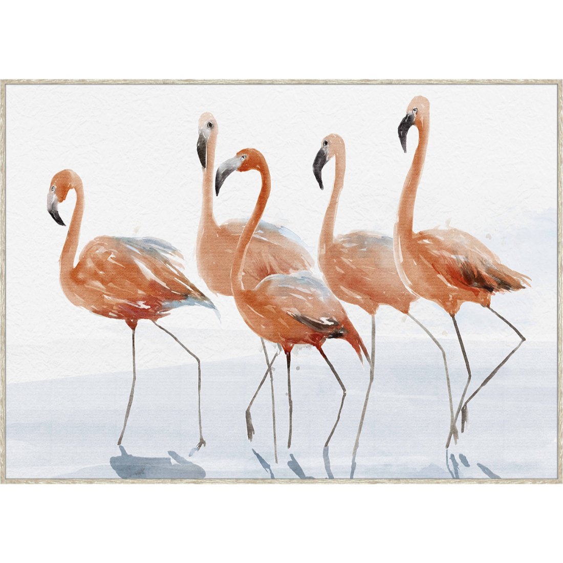 Dreamy Water Flamingos Framed Canvas