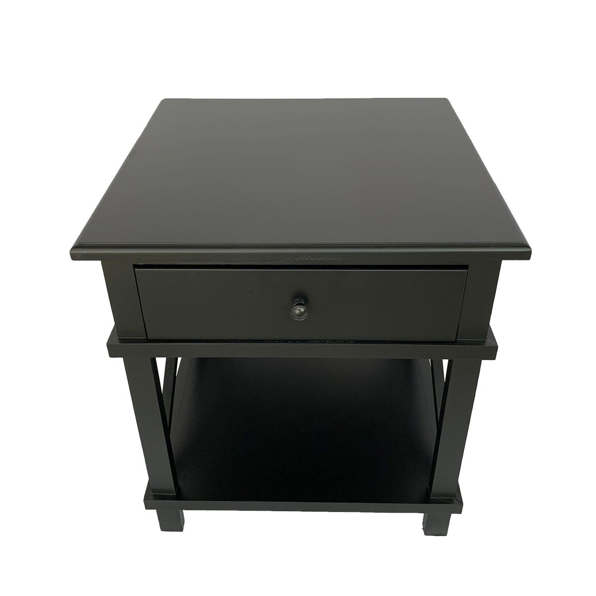 Hampton Bedside Table with Single Drawer in Black