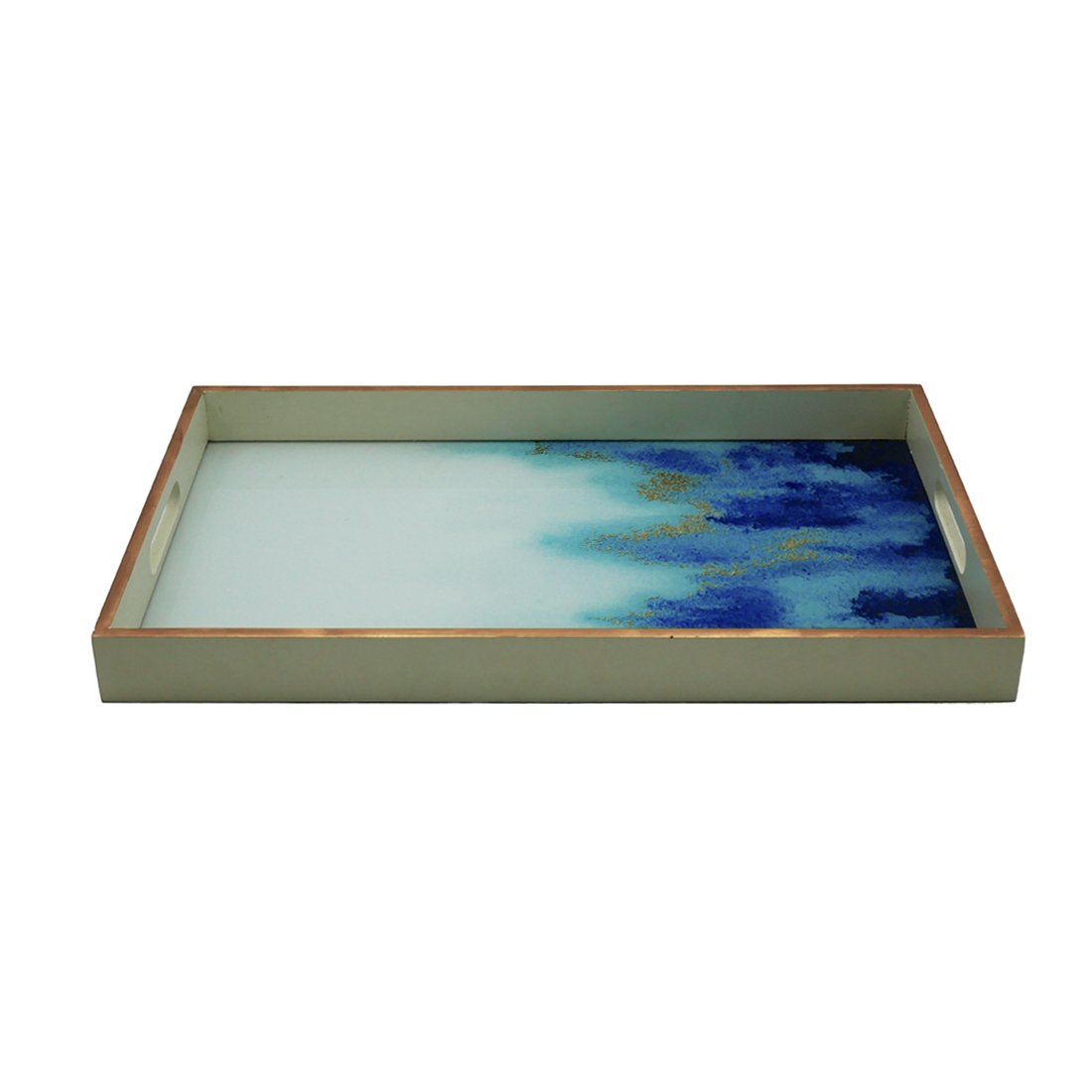 Luxe Rectangular Blue White Tray