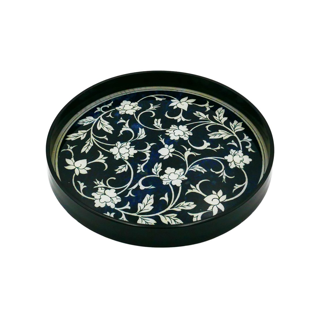 37cm Blue and White Round Tray