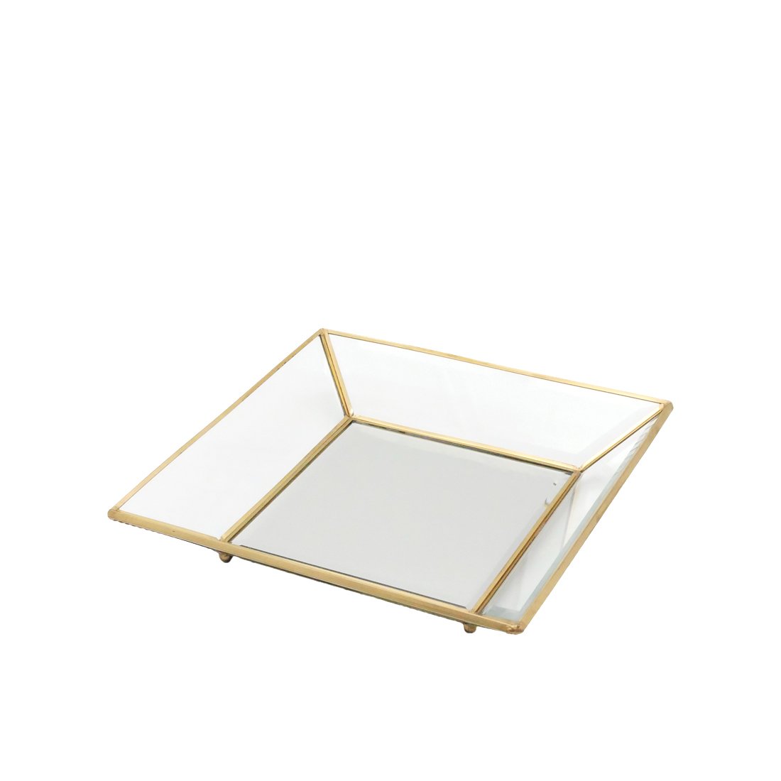 24cm Antique Brass Glass Tray