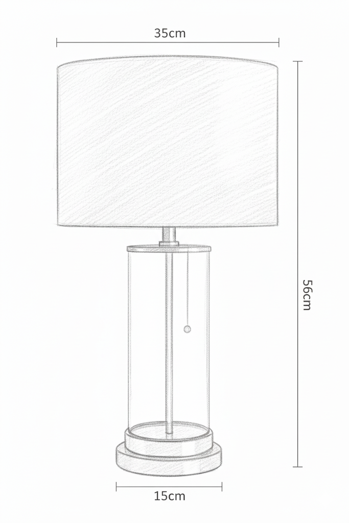 56x35CM  Glass Lamp & Shade-Gold Plated