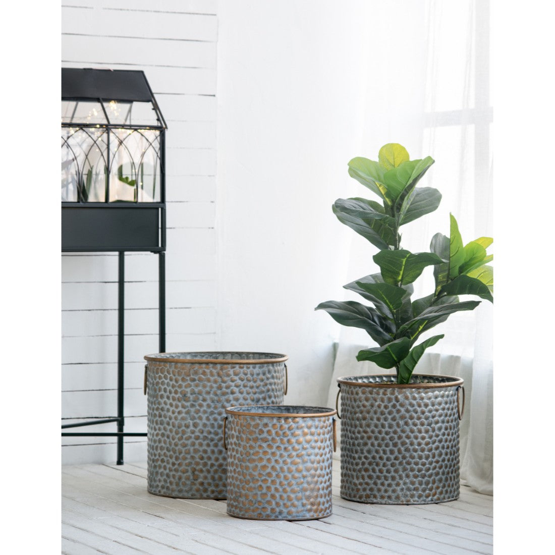 Copper Band Set of 3 Seneca Metal Planters