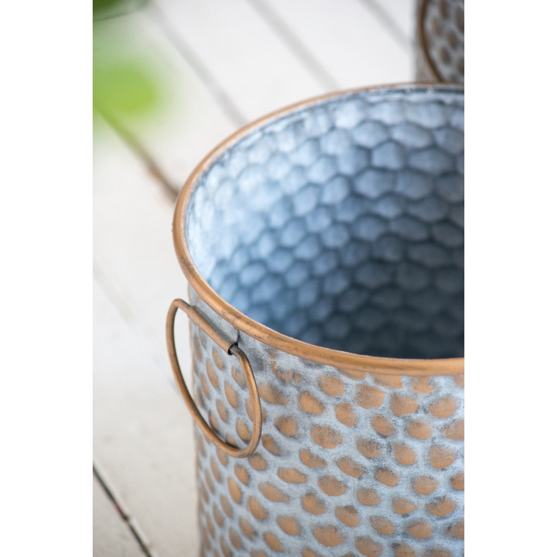 Copper Band Set of 3 Seneca Metal Planters
