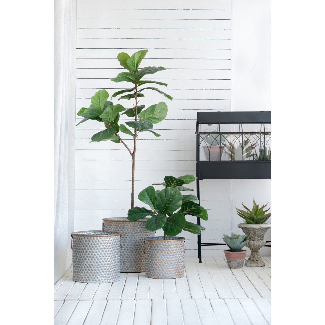 Copper Band Set of 3 Seneca Metal Planters