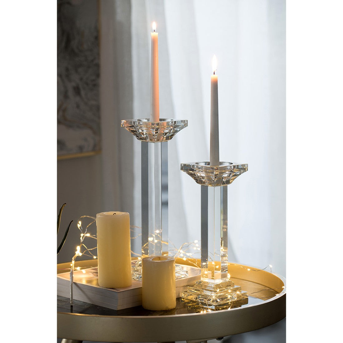 Leon Crystal Pillar Candle Holder