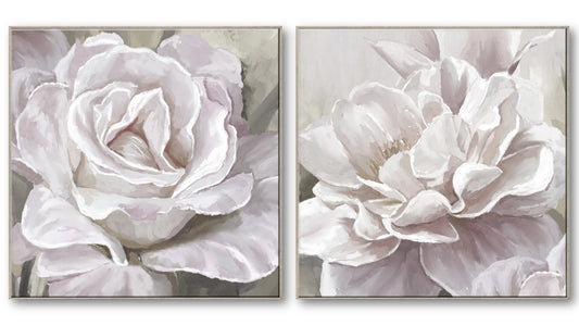 Set of 2  82x82x5CM Roses Canvas Framed
