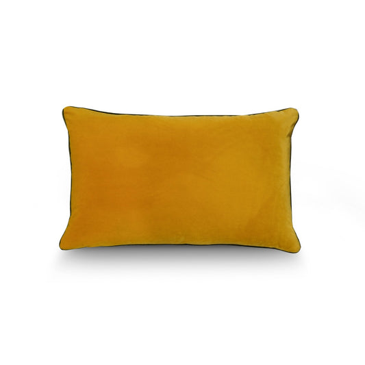 Saffron Cushion with Green Piping