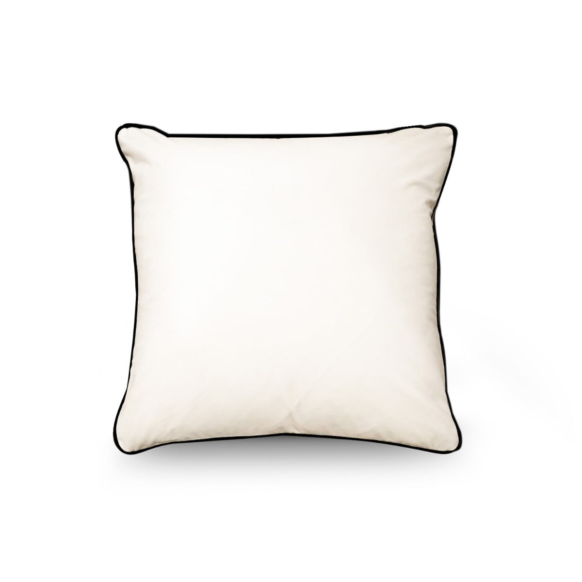 Eggshell Cushion with Navy Piping