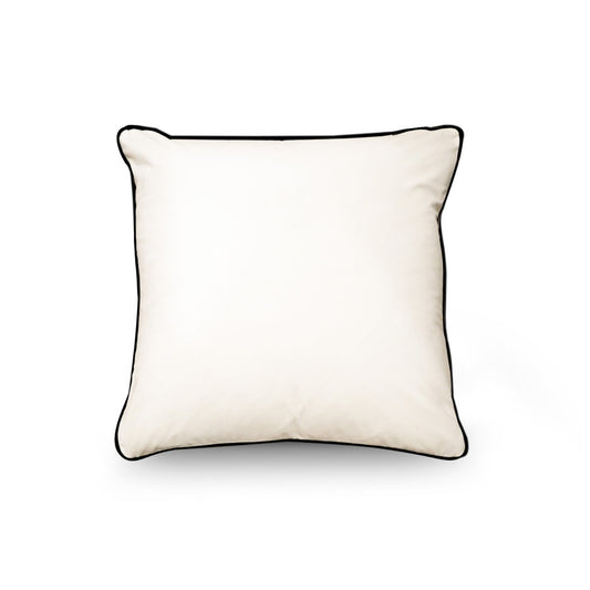 Eggshell Cushion with Navy Piping