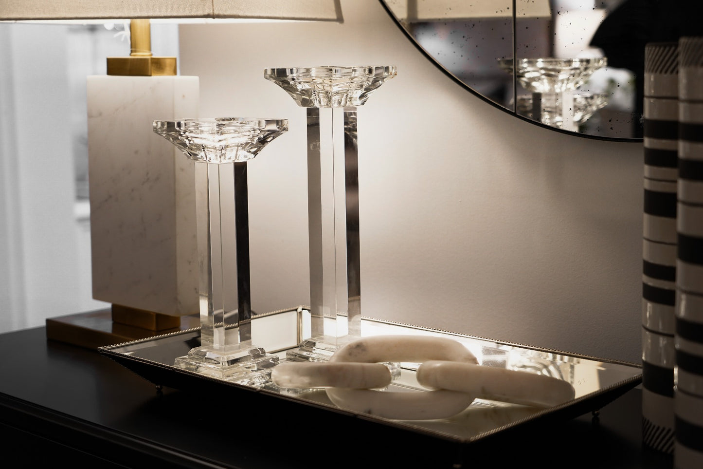 Vienna Silver String Tray with Bevelled Mirror