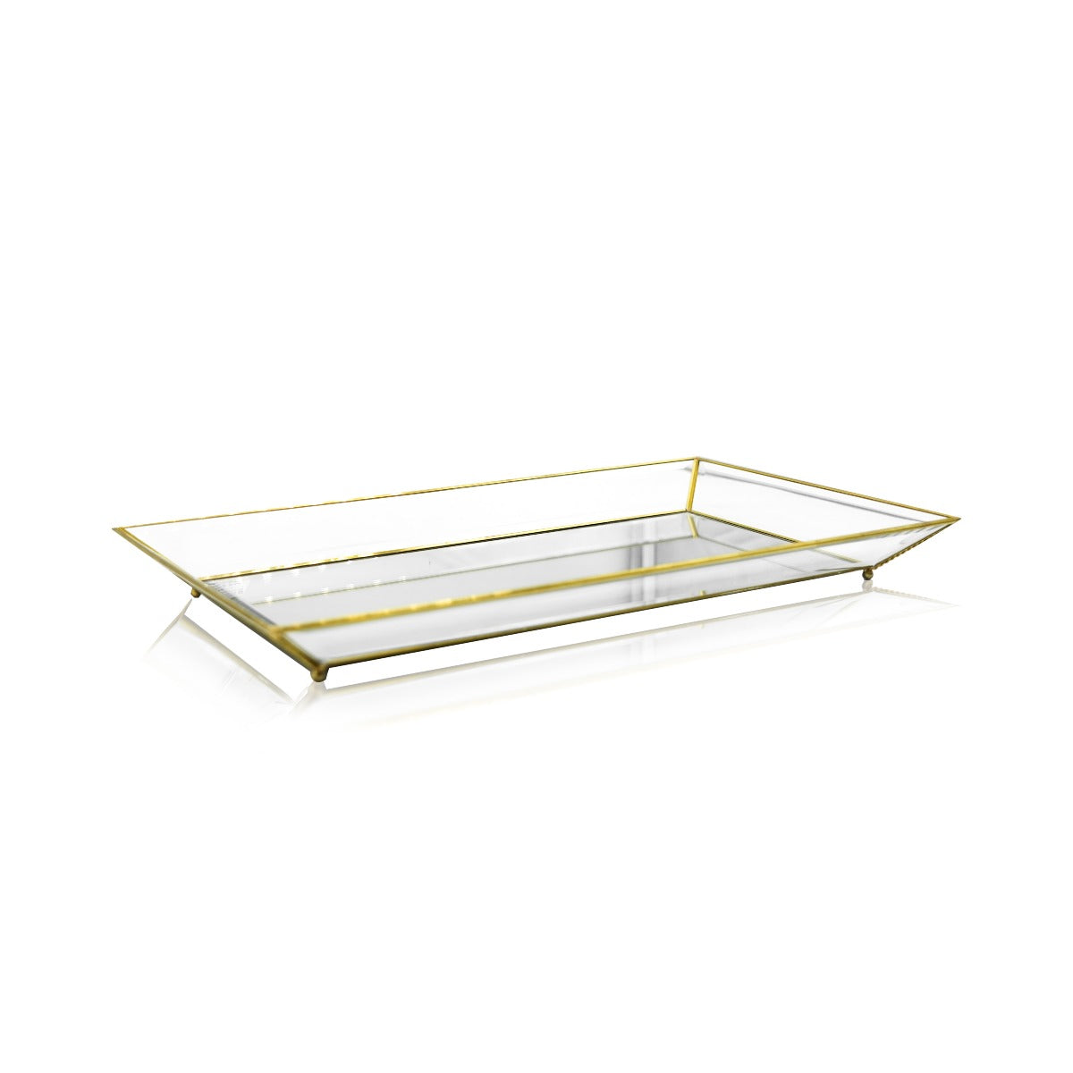 Elara Brass Tray with Bevelled Glass