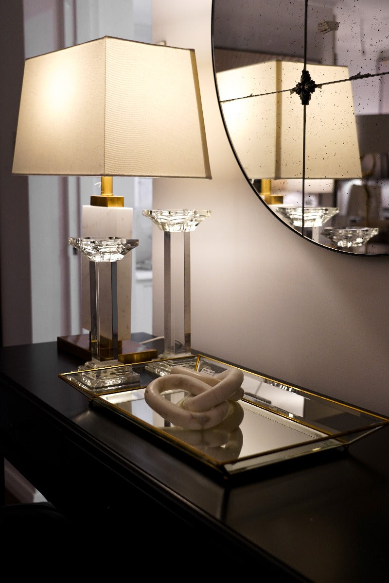 Elara Brass Tray with Bevelled Glass