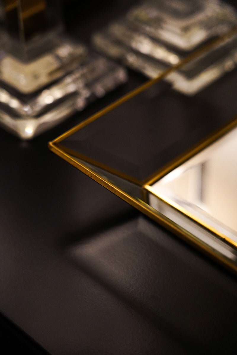 Elara Brass Tray with Bevelled Glass