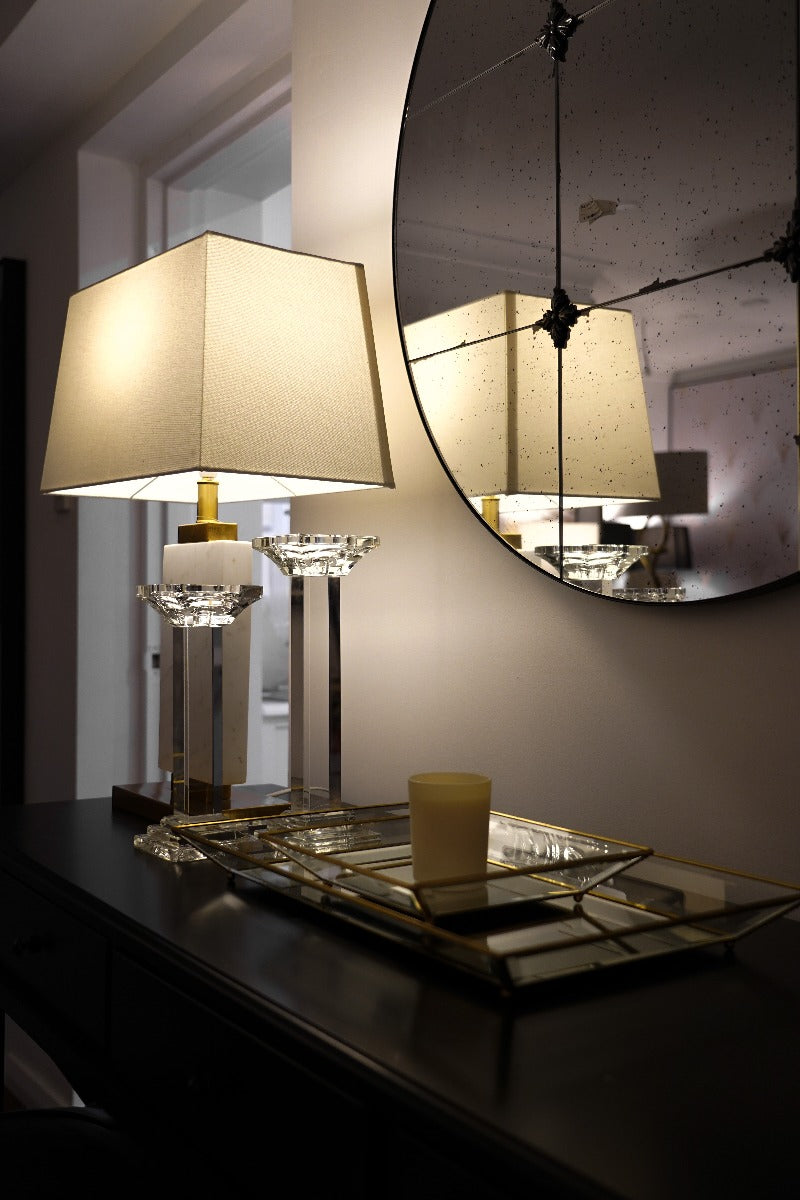 Elara Brass Tray with Bevelled Glass