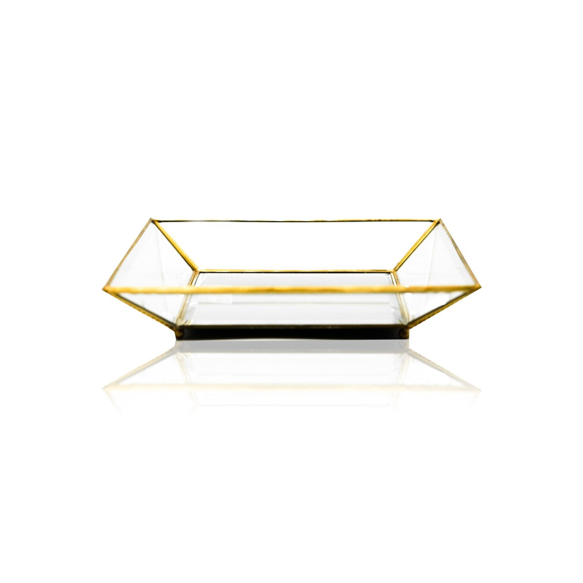 Elara Brass Tray with Bevelled Glass