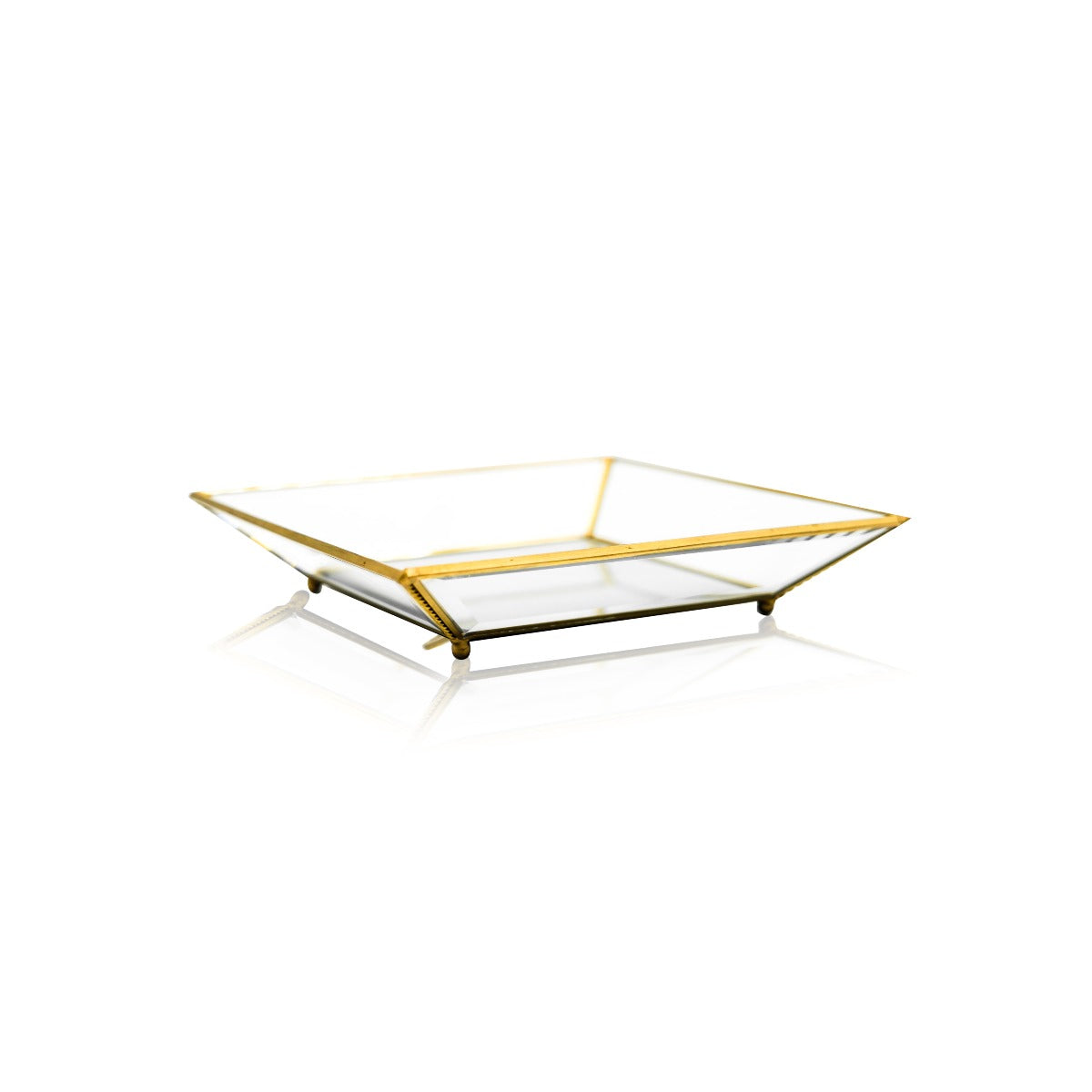 Elara Brass Tray with Bevelled Glass