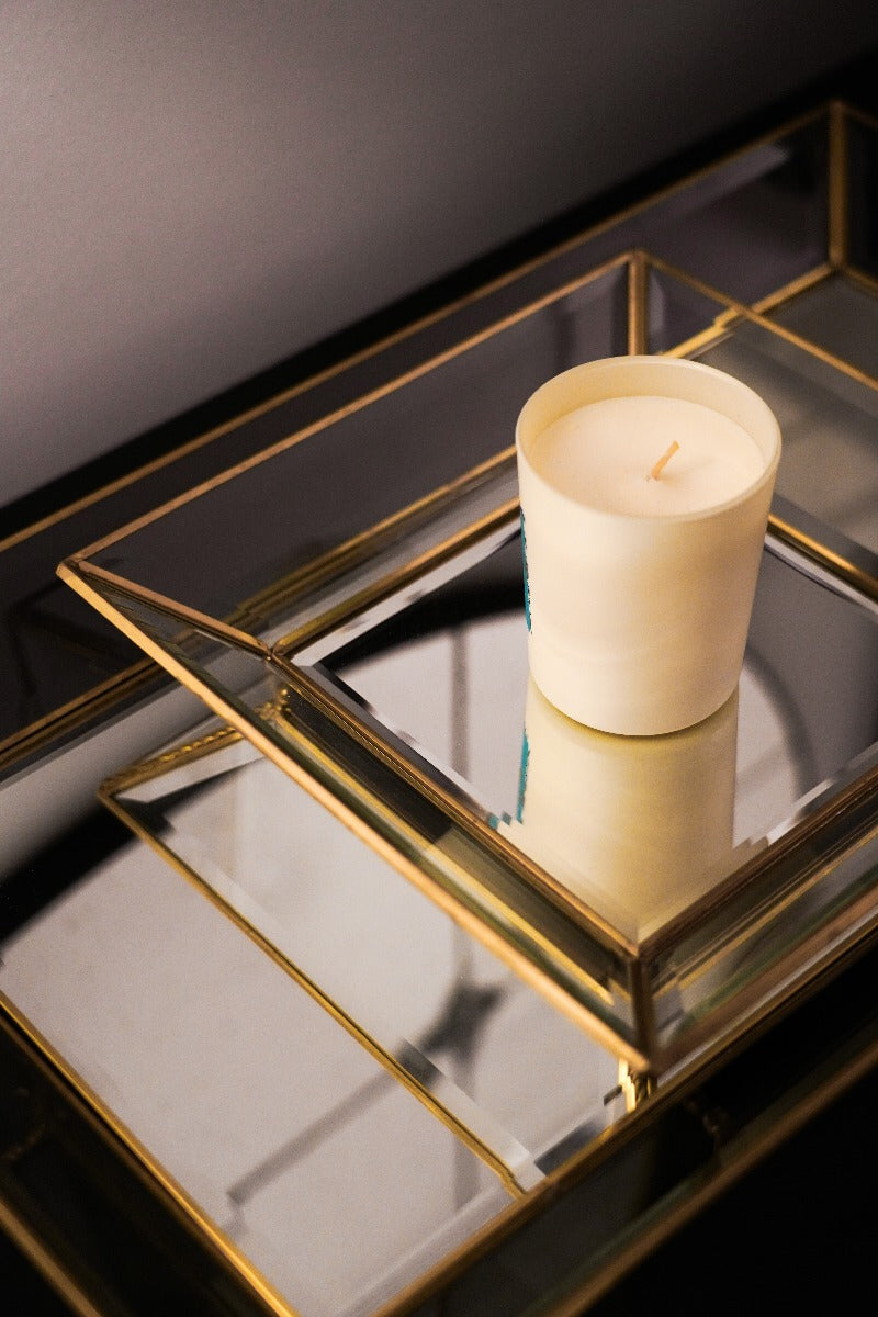 Elara Brass Tray with Bevelled Glass