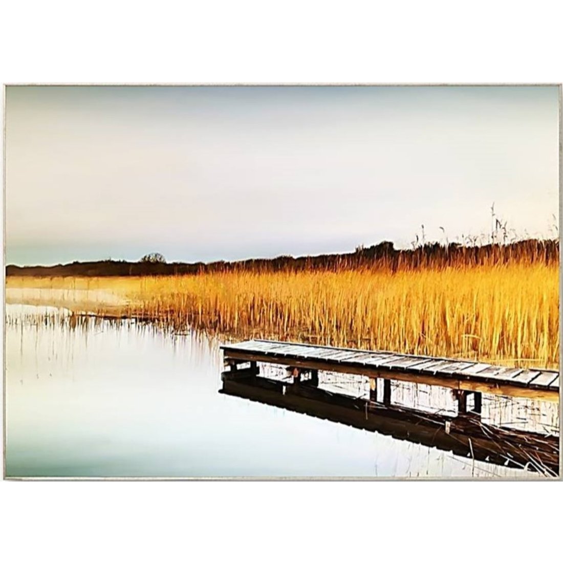 Pier On Sunset Framed Canvas
