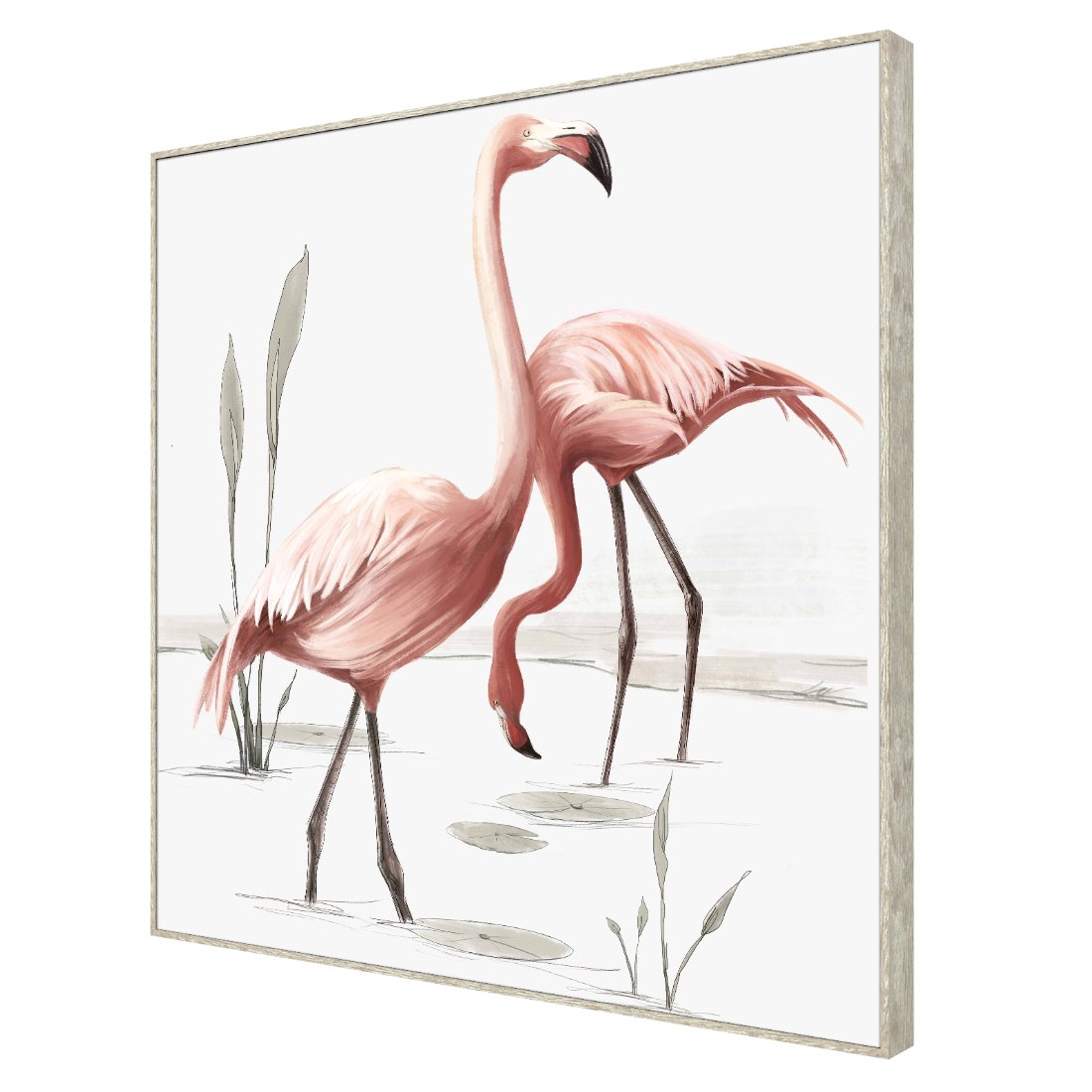 Pink Flamingo Framed Canvas