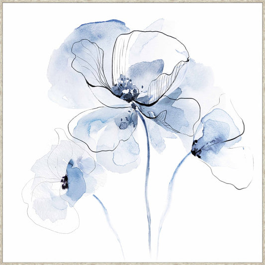 Floral Blue Framed Canvas