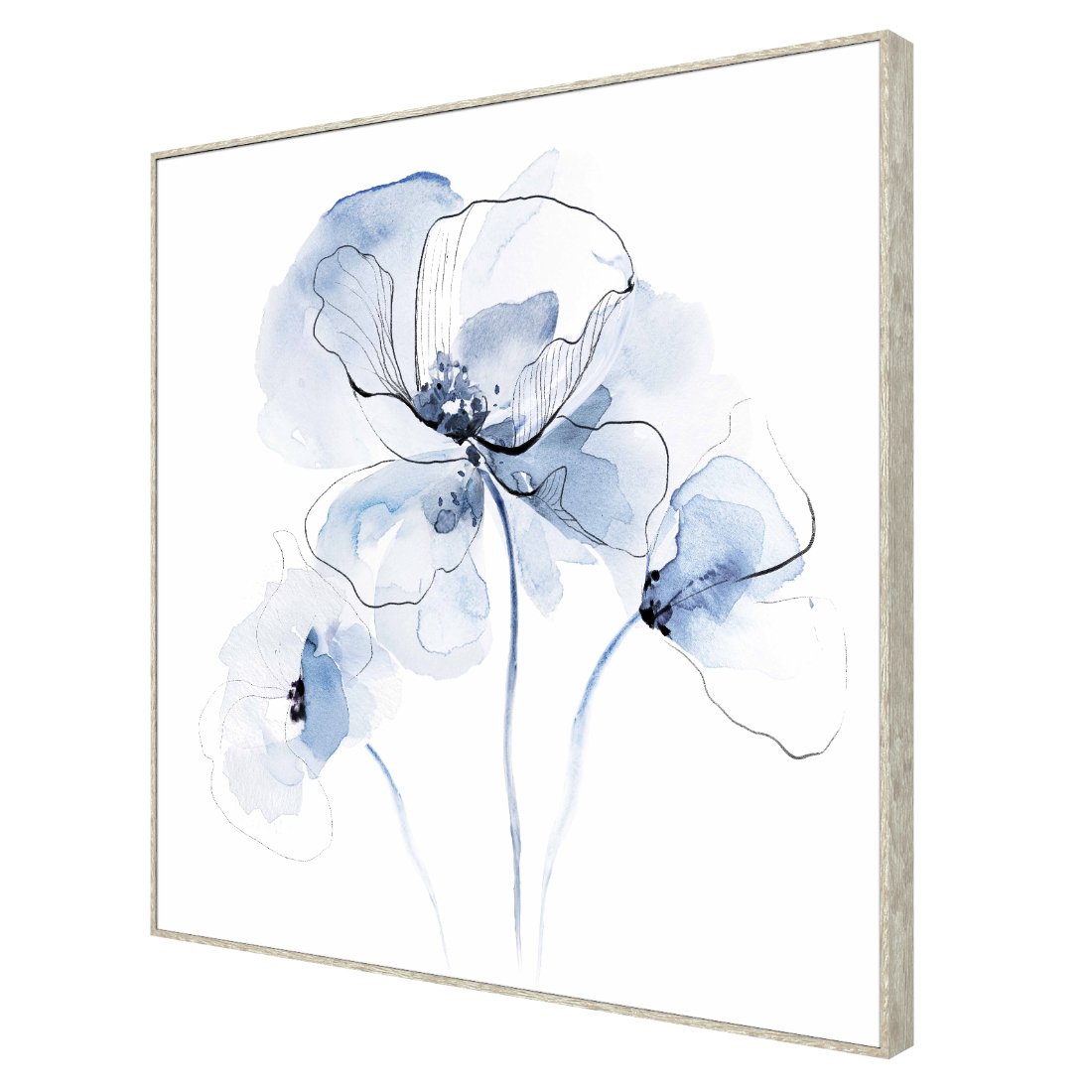 Floral Blue Framed Canvas