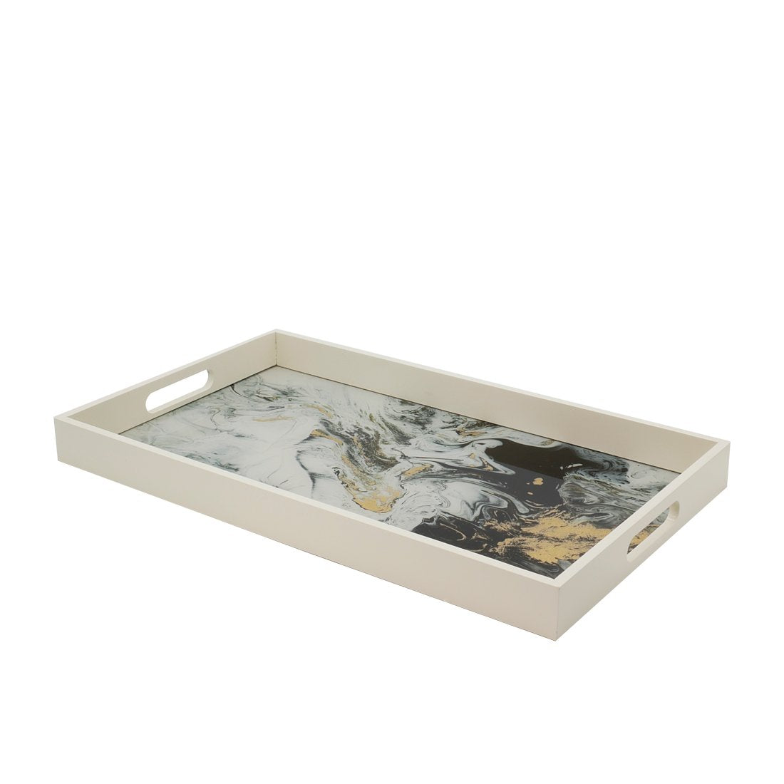 54cm Rectangular Blue and White Tray